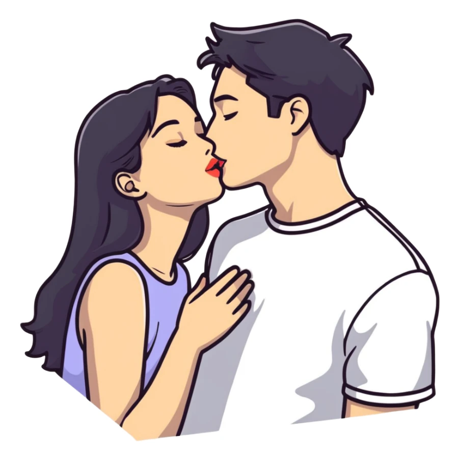 Girl kissing her boyfriend sticker