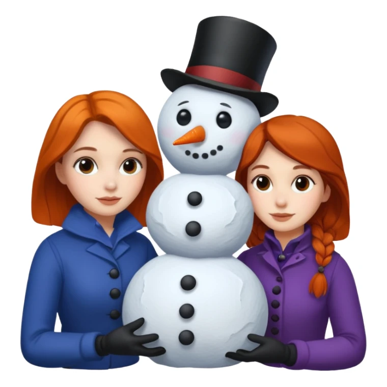 Virginia Poe and Maria Clemm building a snowman sticker