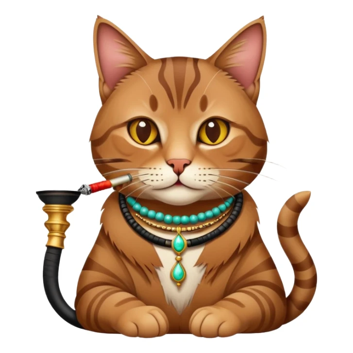 Eine getigerte braune Katze die Shisha raucht  sticker