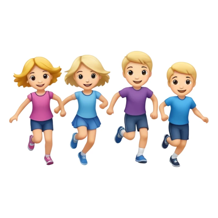 group of children skipping together, fun and friendly sticker