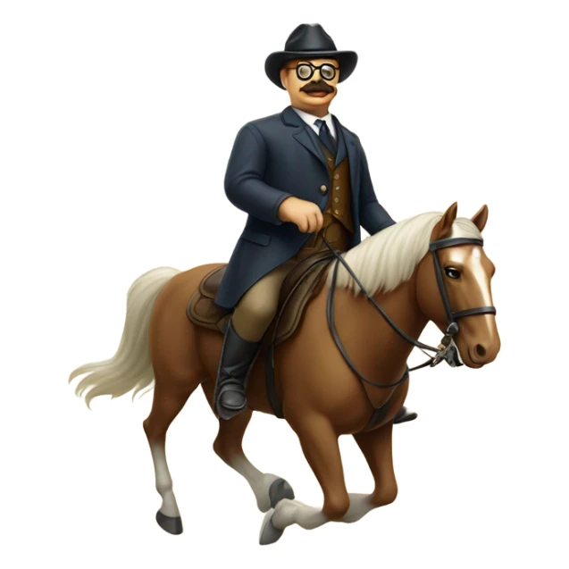 Teddy Roosevelt riding a horse in the Alps sticker