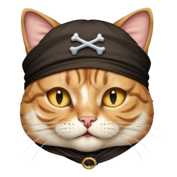 pirate cat with one closed eye with eye mask sticker