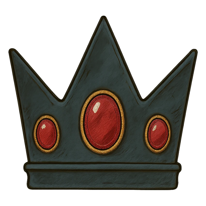 ghibli style black crown with red gems sticker