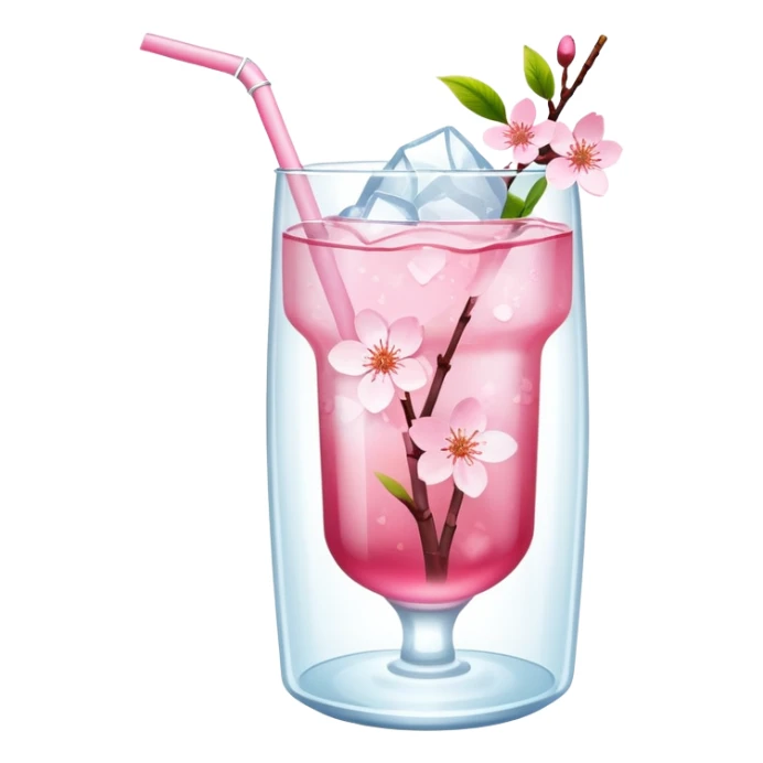 Pastel pink Cherry Blossom Sakura ice tea sticker