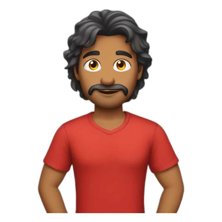 fair indian man in red t shirt red watch red phone sticker