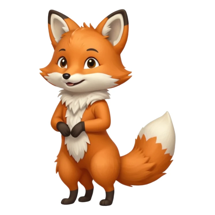 A cute fox emoji, full body, standing in side view. sticker
