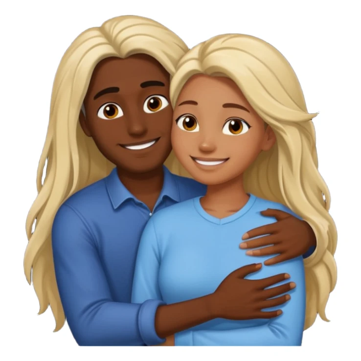 dark skin girlfriend hugs mixed boyfriend with long hair  sticker