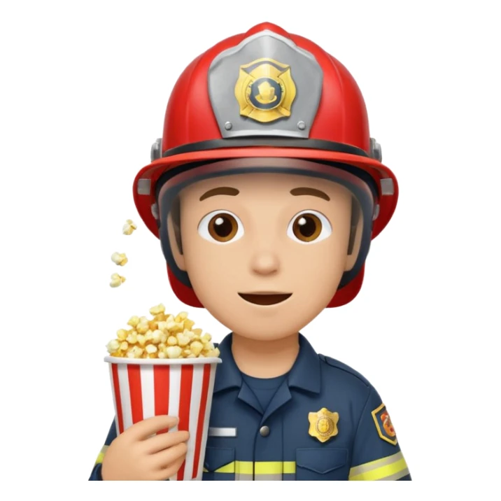 firefighter eating popcorn sticker
