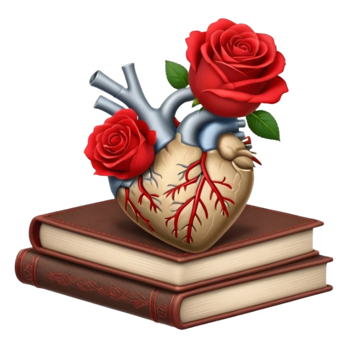 Gray anatomy heart with flower and books sticker