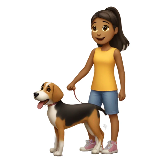 Girl playing with a dog sticker