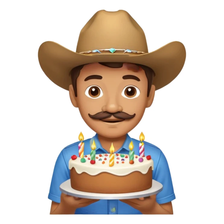 boy with mustache and birthday cake in texas sticker
