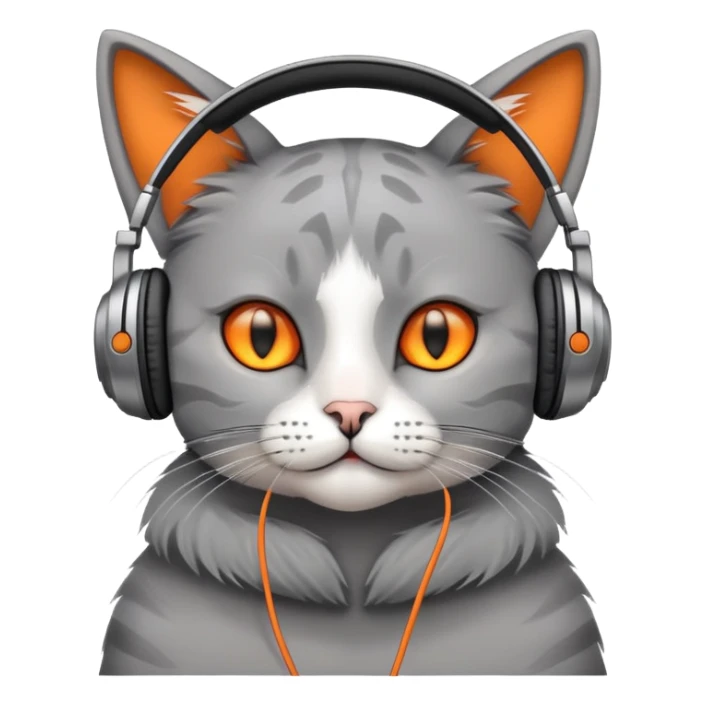 Cat in headphones sticker