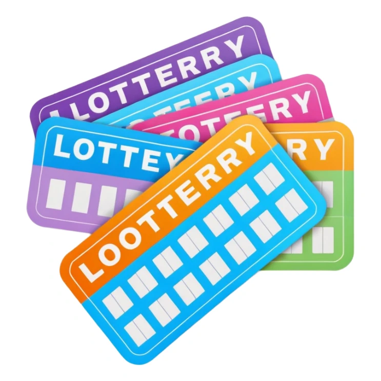 Create blank lottery coupons fanned out, clean and colorful, with different header colors and simple grid sections. No numbers, no text—just empty fields and a lottery-ticket layout. Bright, modern, and on a neutral background. sticker