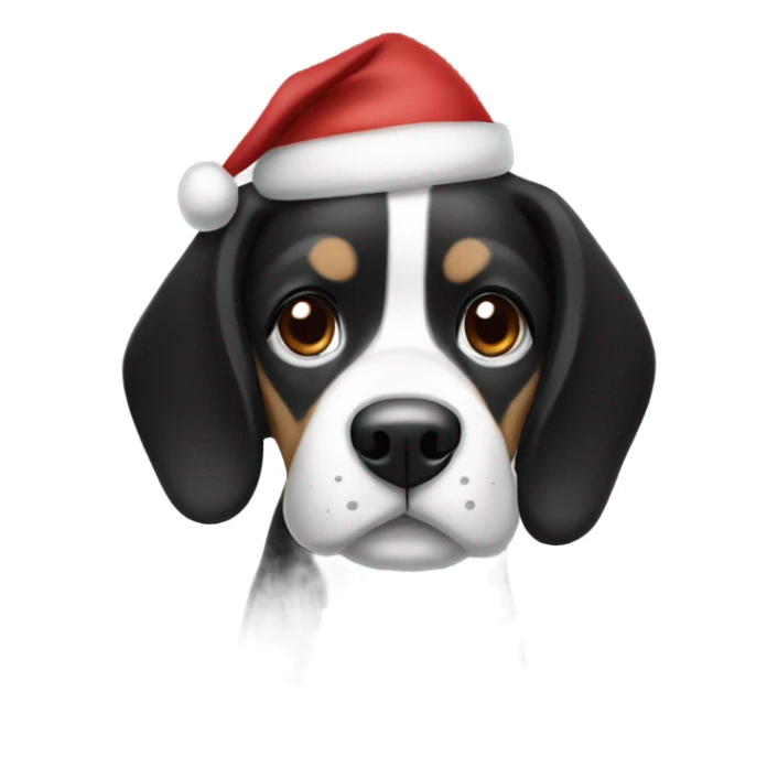 santa black and white beagle dog sticker