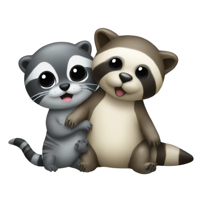 seal baby and raccoon baby  sticker