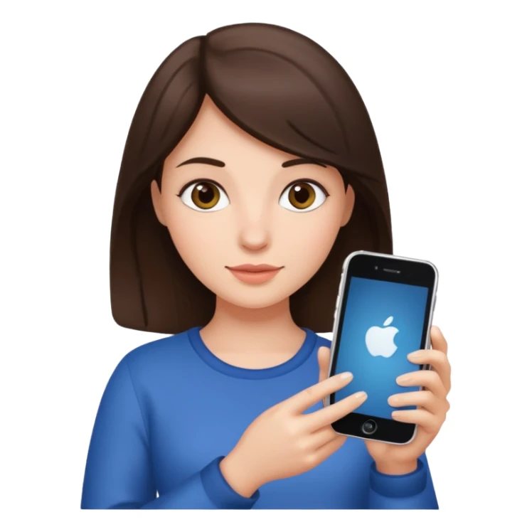 A brunette girl with iphone 15 sticker