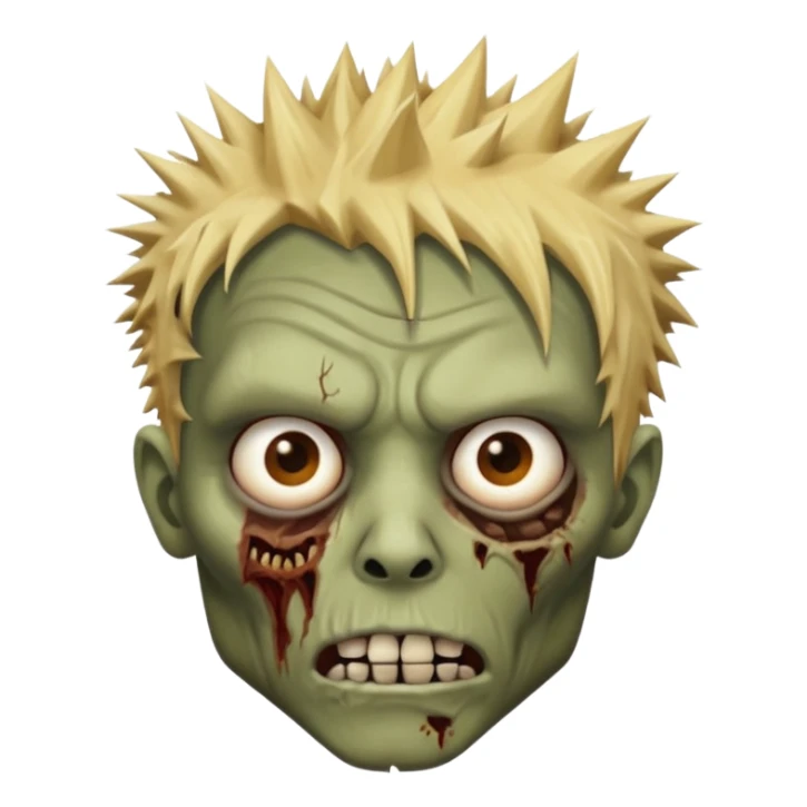 zombie face with spiky hair with blonde patch on the left and make him brownskin sticker