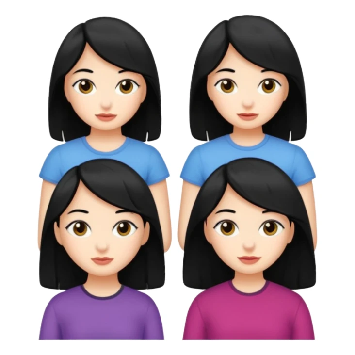 Five fair-skinned girls with black hair sticker