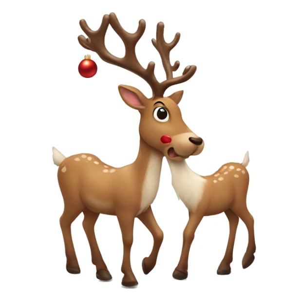 Christmas reindeer playing with other reindeer sticker