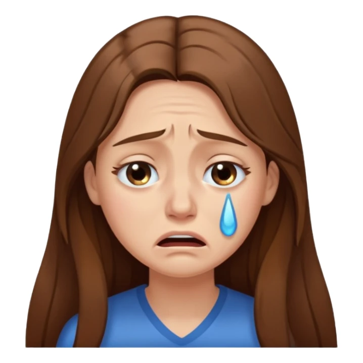 woman with long brown hair crying sticker