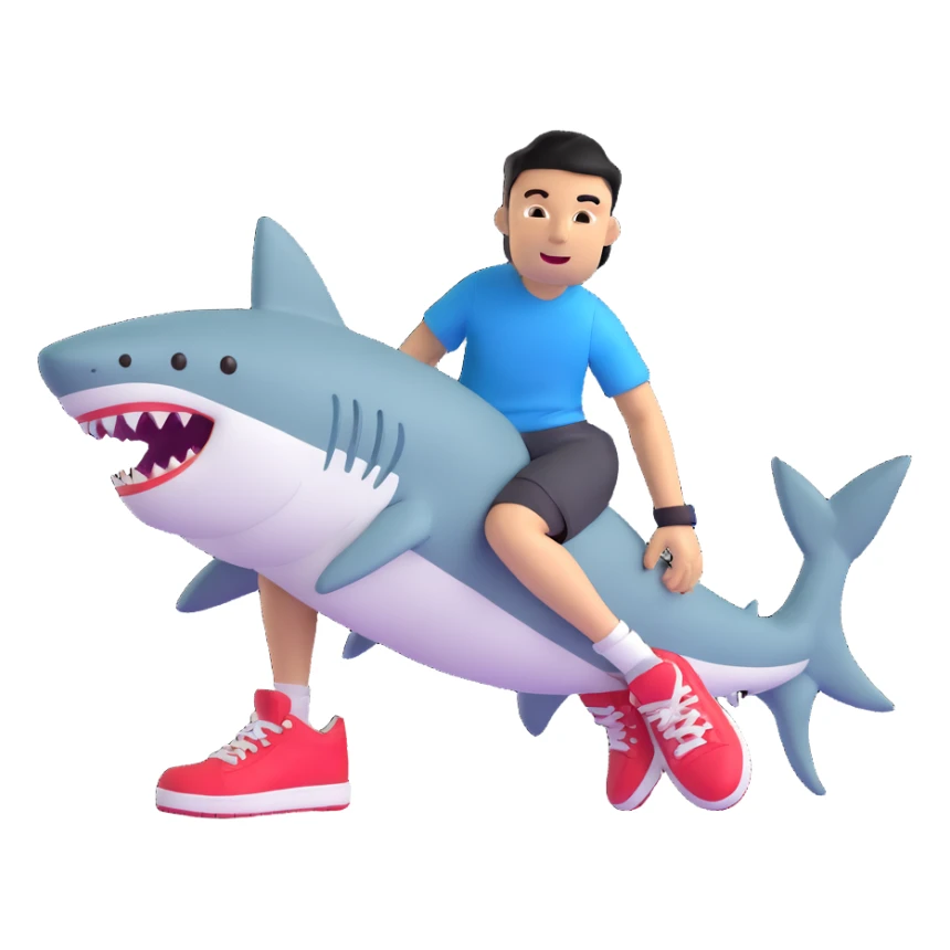 sports person in sneakers with a shark head sticker