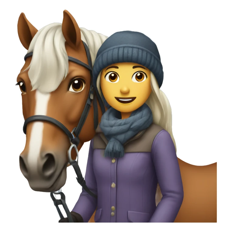 A girl in a horse during winter  sticker