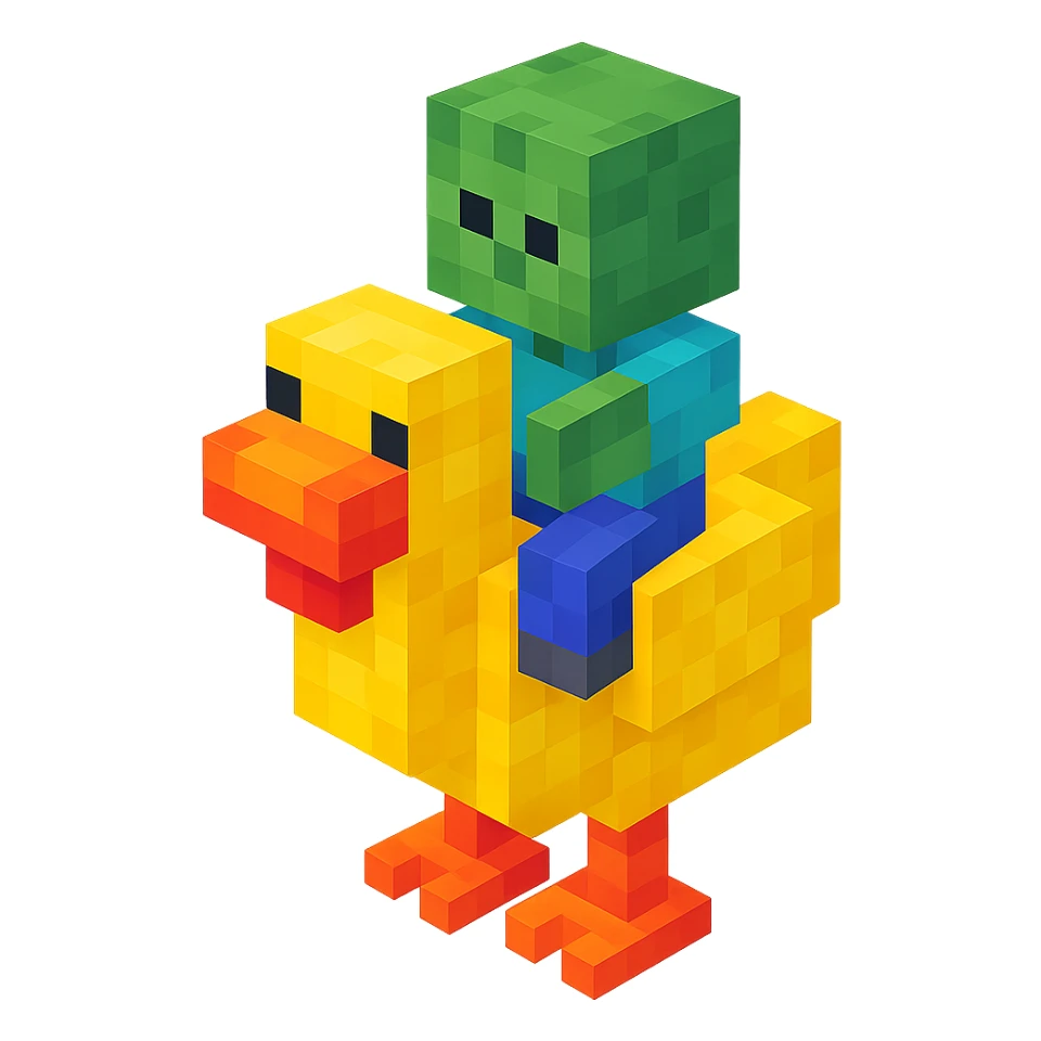 voxel style chicken jockey sticker