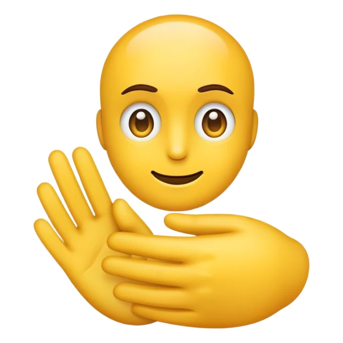 classic yellow emoji face with neutral or serious expression holding out a hand in a no permission gesture sticker