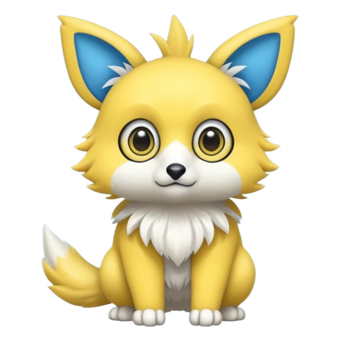 Cute cool blue yellow animal hybrid Fakemon full body sticker