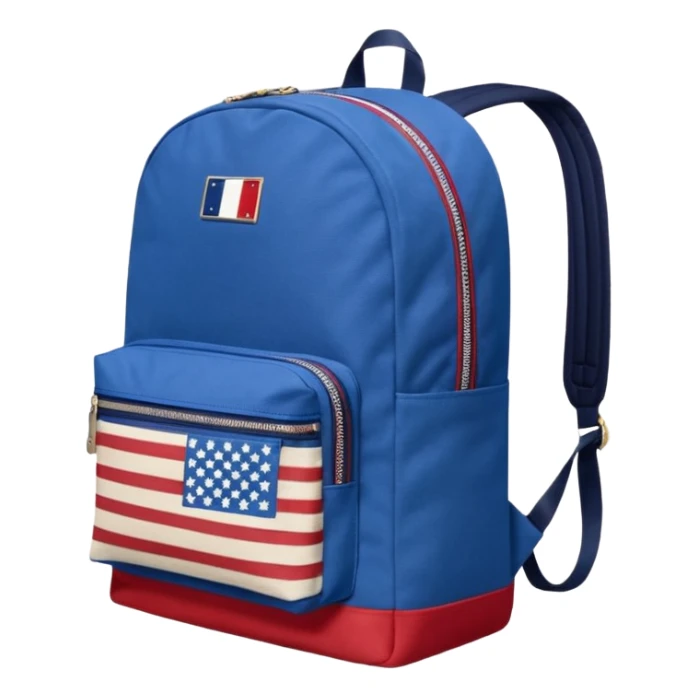 simple blue backpack with tommyjeans logo like american flag ony at the bottom pocket 

 sticker