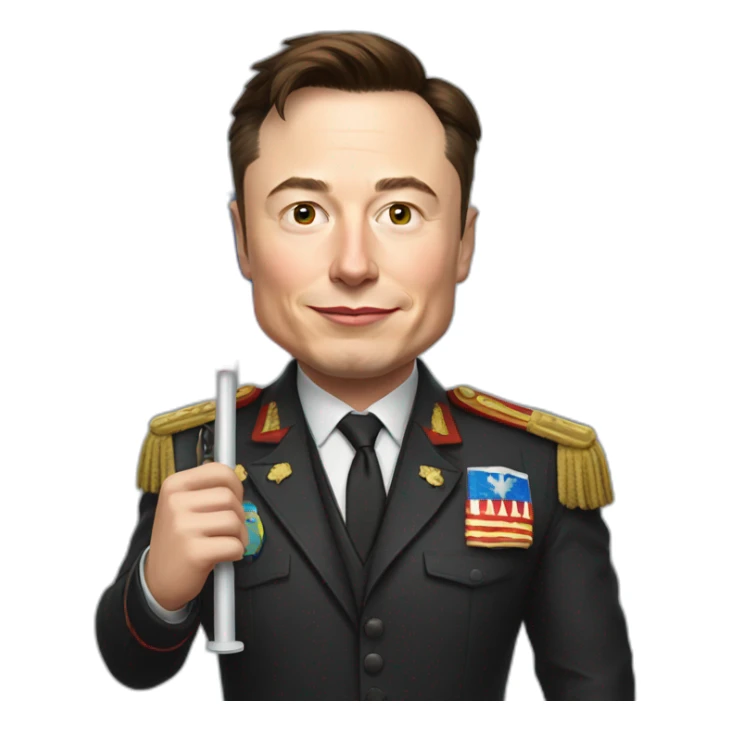 Elon Musk with a Russian flag in his hand sticker