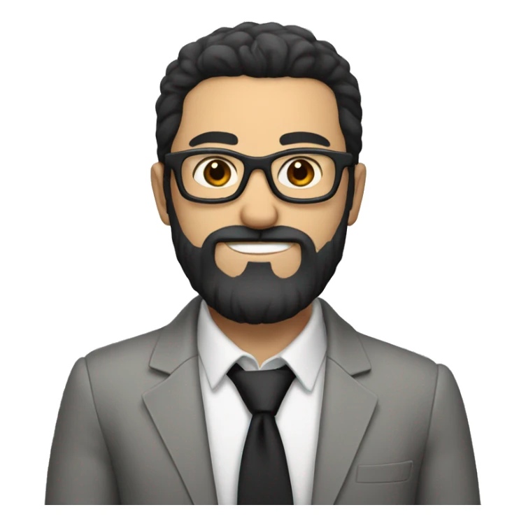 White guy with balck beard and glasses with black hair sticker