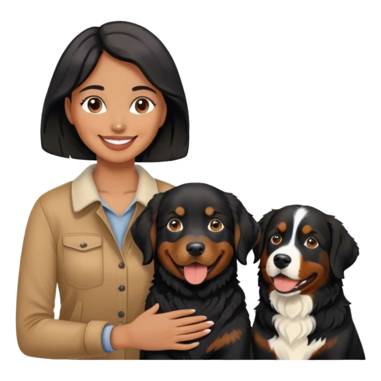 Woman black lab and Bernese mountain dog  sticker