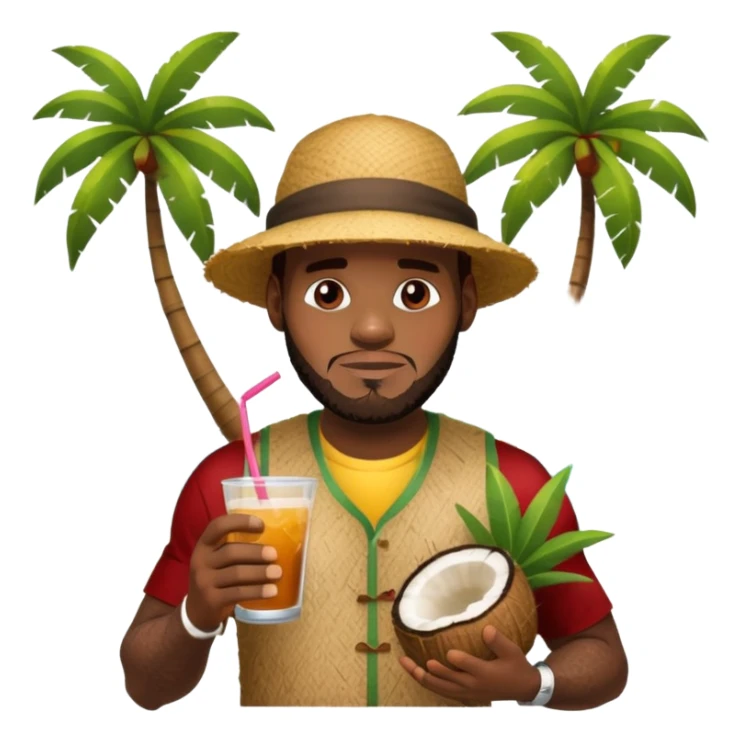 LeBron on a island drinking something out of a coconut  sticker