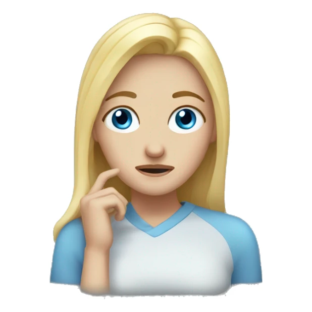 blonde girl blue eyes holding head in pain sticker