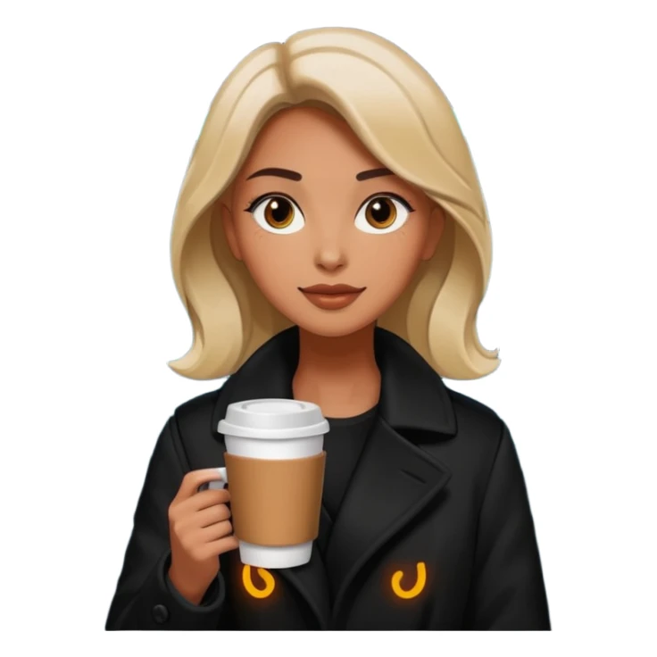 Woman with coffee + neon glow, Midnight Wander. sticker