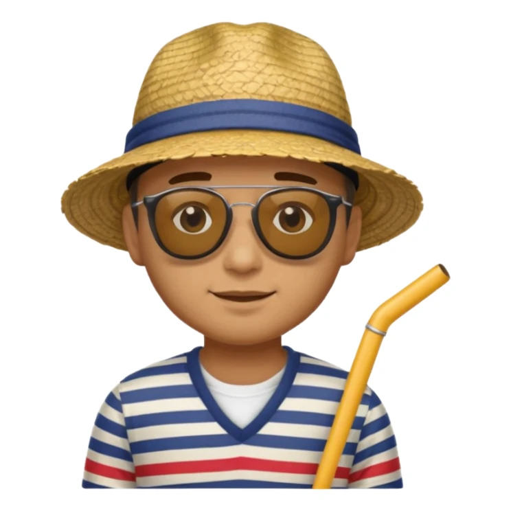 man with striped clothing sun glasses and straw hat sticker