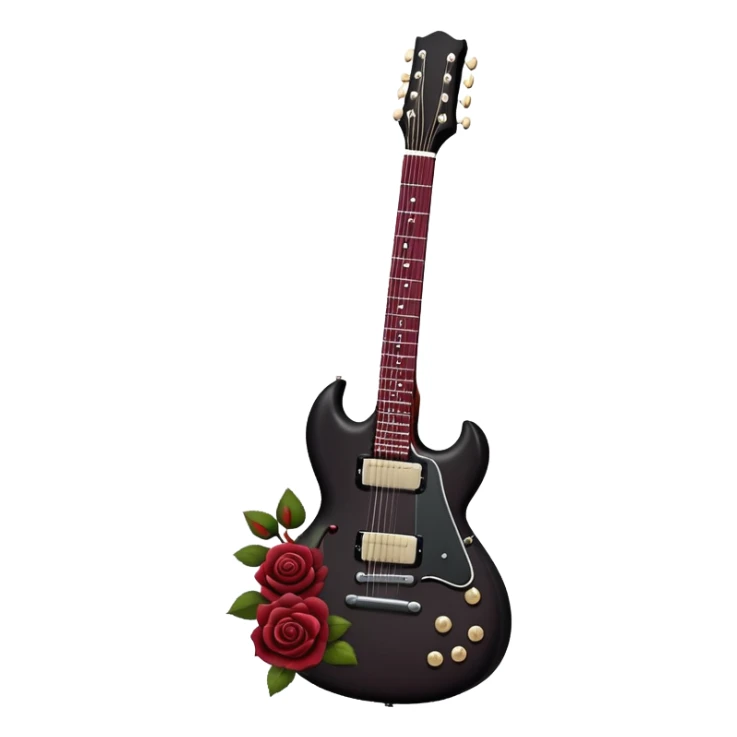 black and maroon guitar with roses sticker