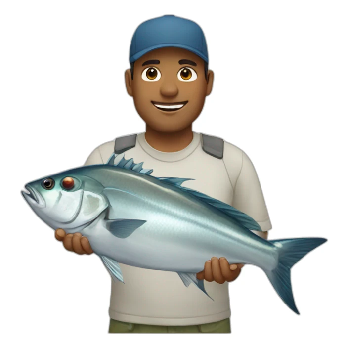 Fisherman with Giants trevally sticker