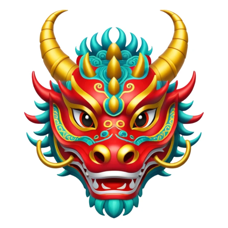 A dragon dance mask painted in bright festival colors. sticker