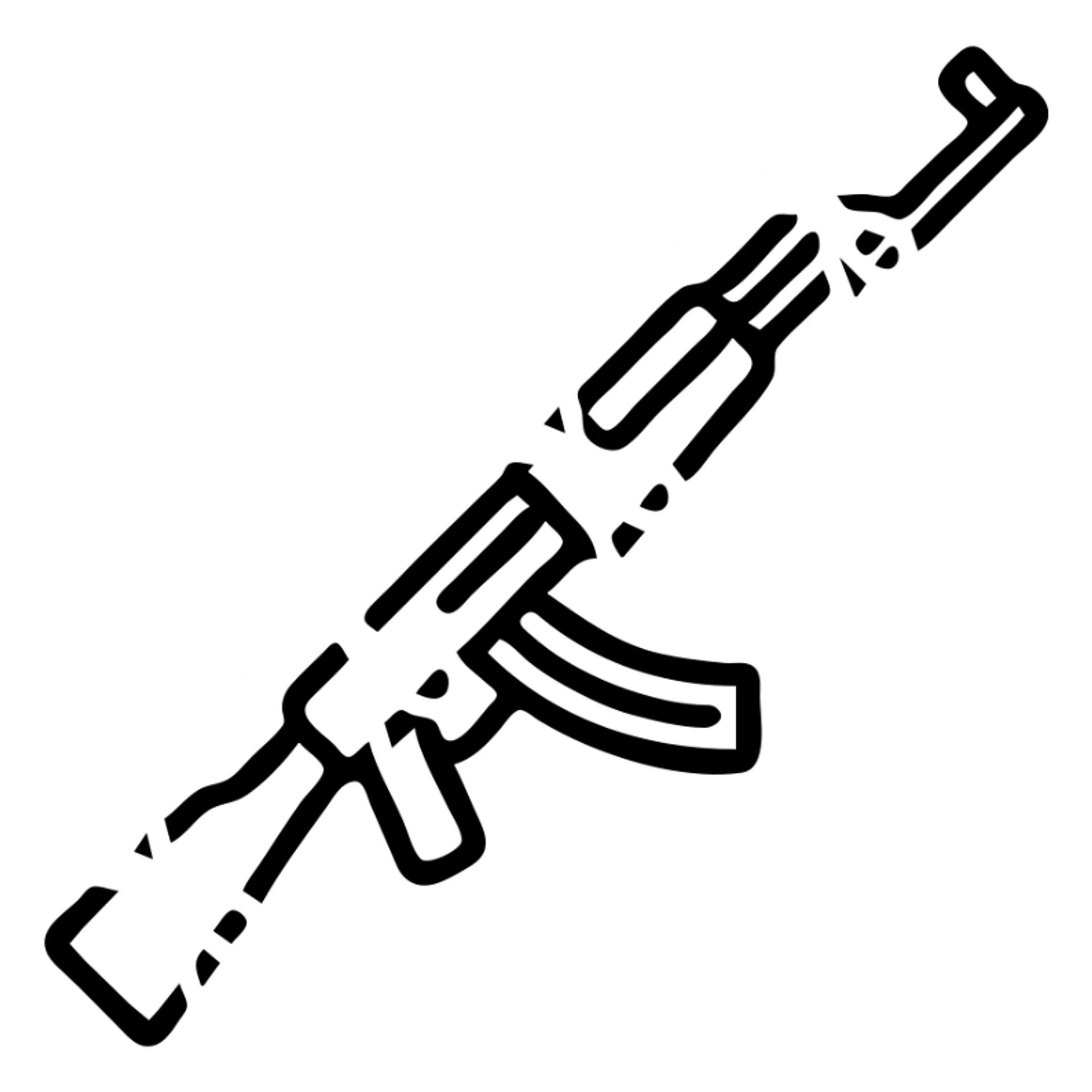 sleek black AK-47 with multiple orange bows tied around it, minimal background, icon style sticker