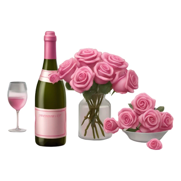 Hyper Realistic Romantic candlelit date,  pink roses with bottle of wine  sticker