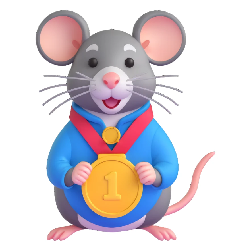 rat with a gold medal and ribbon sticker