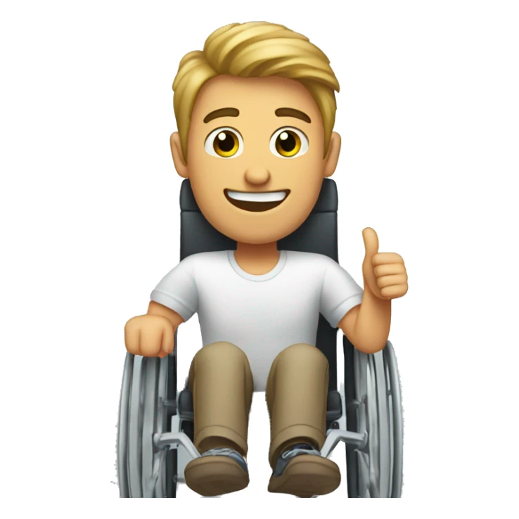 a guy in a wheelchair showing thumbs up sticker