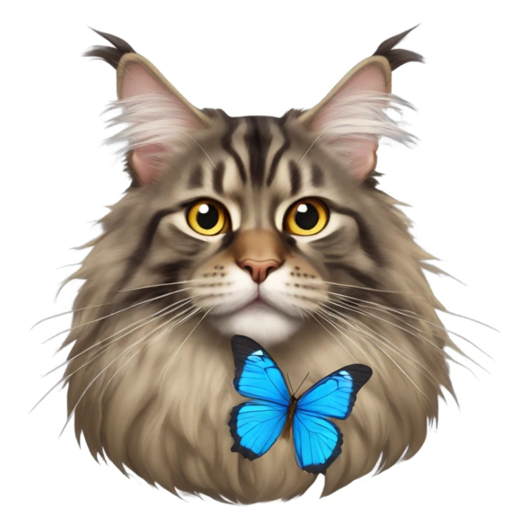 Maine Coon with a stupid face and butterfly on his mouth  sticker