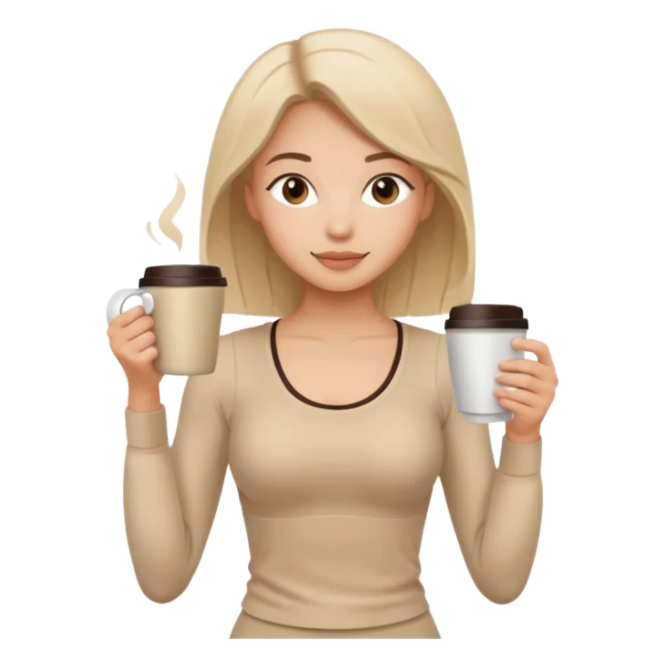 Girl in beige Pilates style holding coffee in her hands sticker