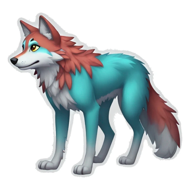 Anthro Colorful Shiny Falvie-Popparotzi-Wolf-sona full body sticker