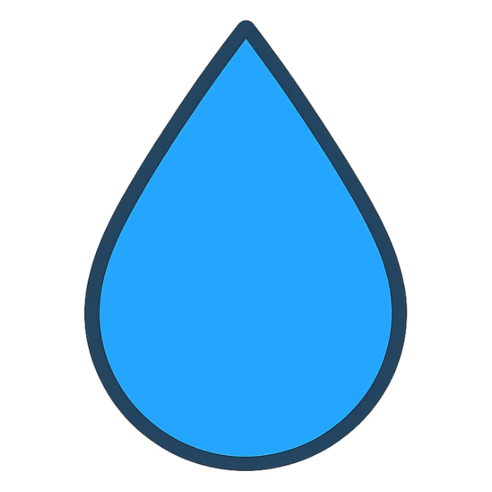 blue water droplet icon with black outlines sticker