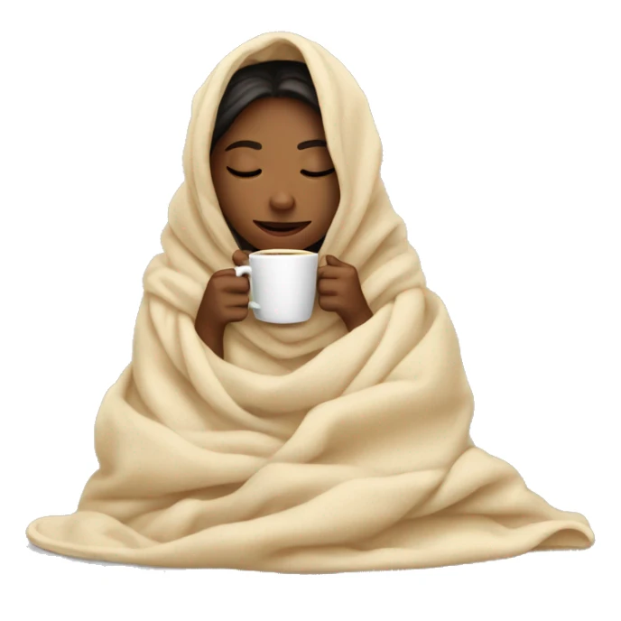 girl inside a blanket sipping coffee eyes closed sticker