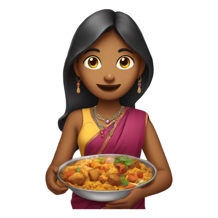 Indian girl that is eating some indian food sticker